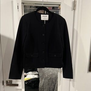 SPANX Black Ponte Lady Jacket Round-Neck Button Jacket